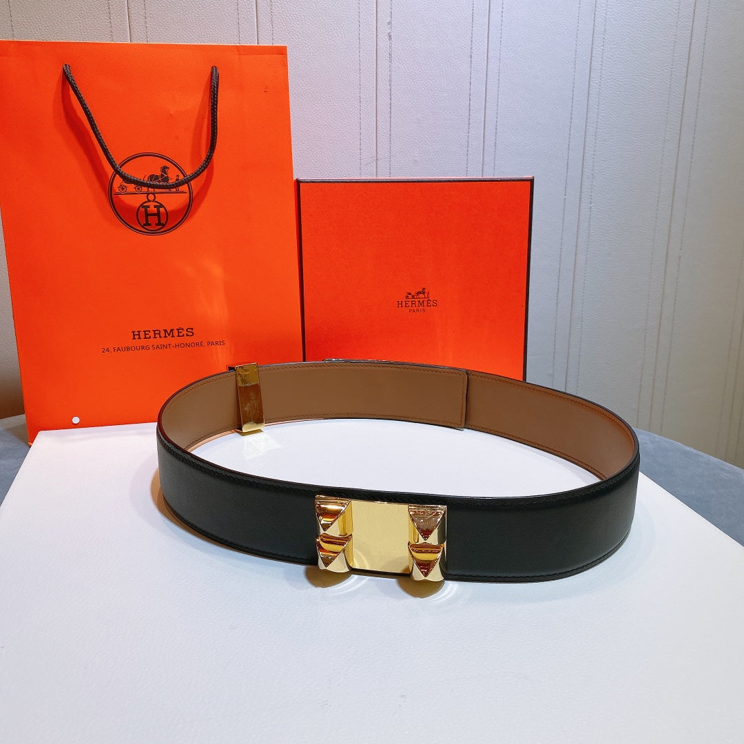 collier de chien belt 45mm black calfskin gold buckle