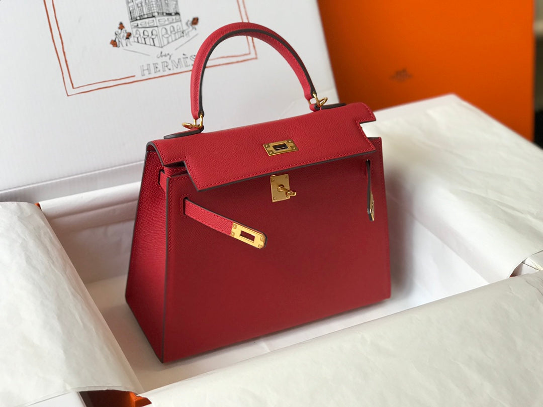 hm kelly 32cm dark red epsom leather gold hardware