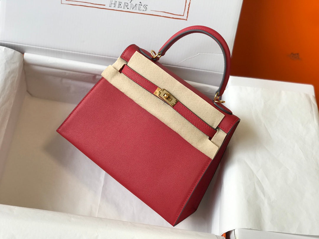 hm kelly 32cm dark red epsom leather gold hardware