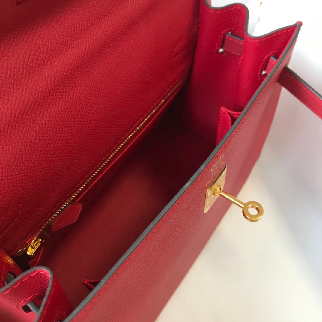 hm kelly 32cm dark red epsom leather gold hardware