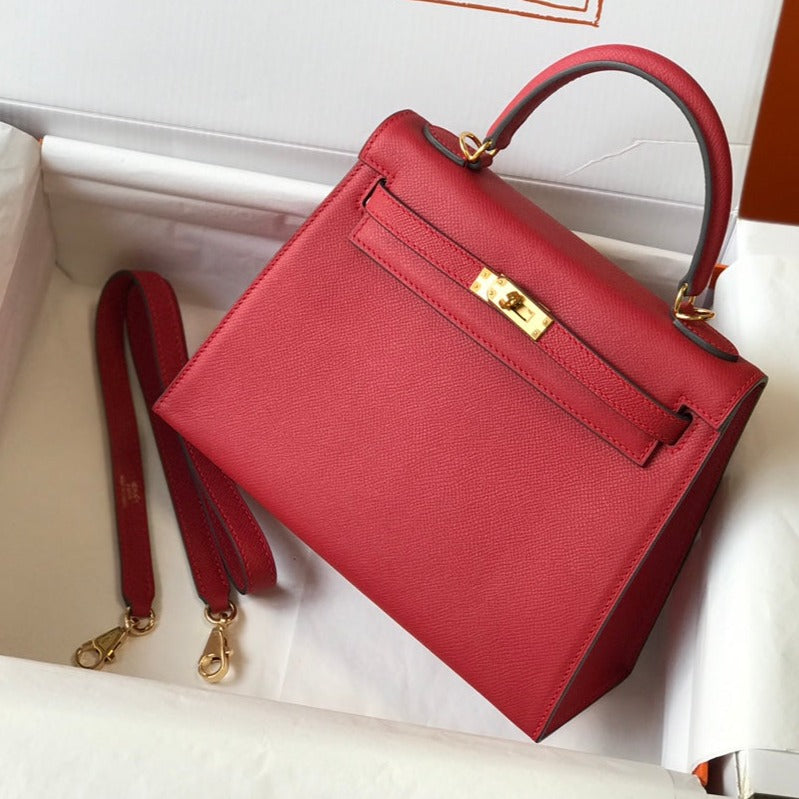 hm kelly 32cm dark red epsom leather gold hardware