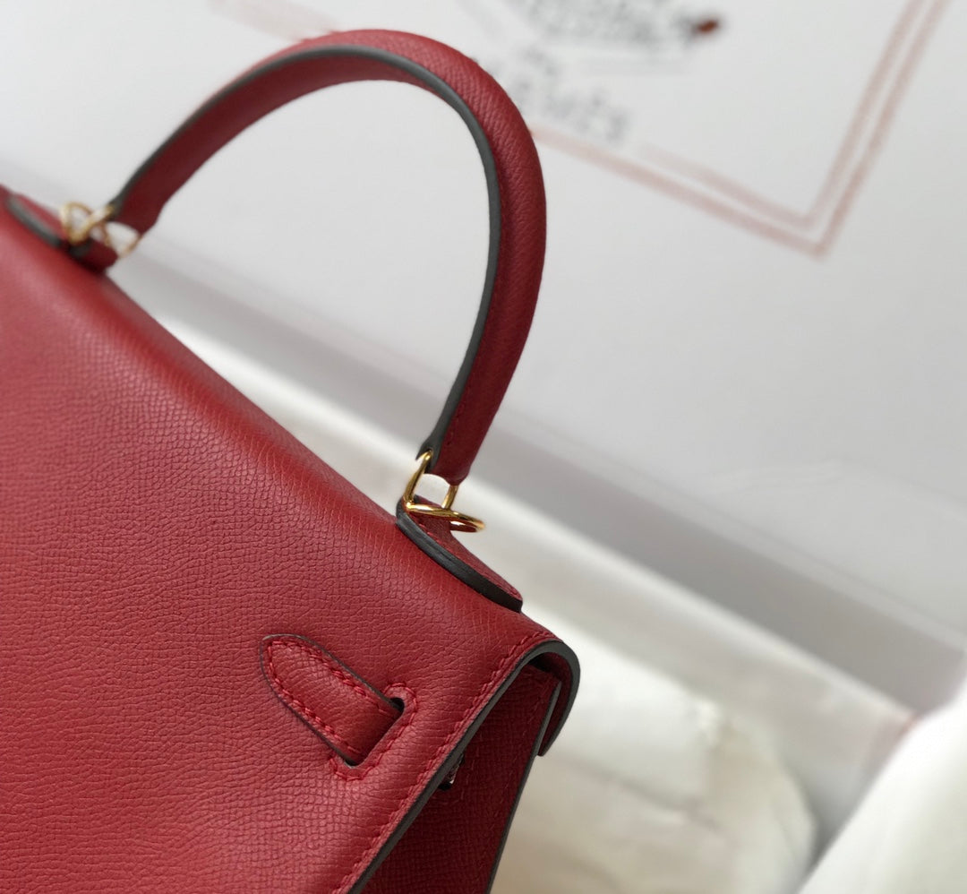 hm kelly 32cm dark red epsom leather gold hardware