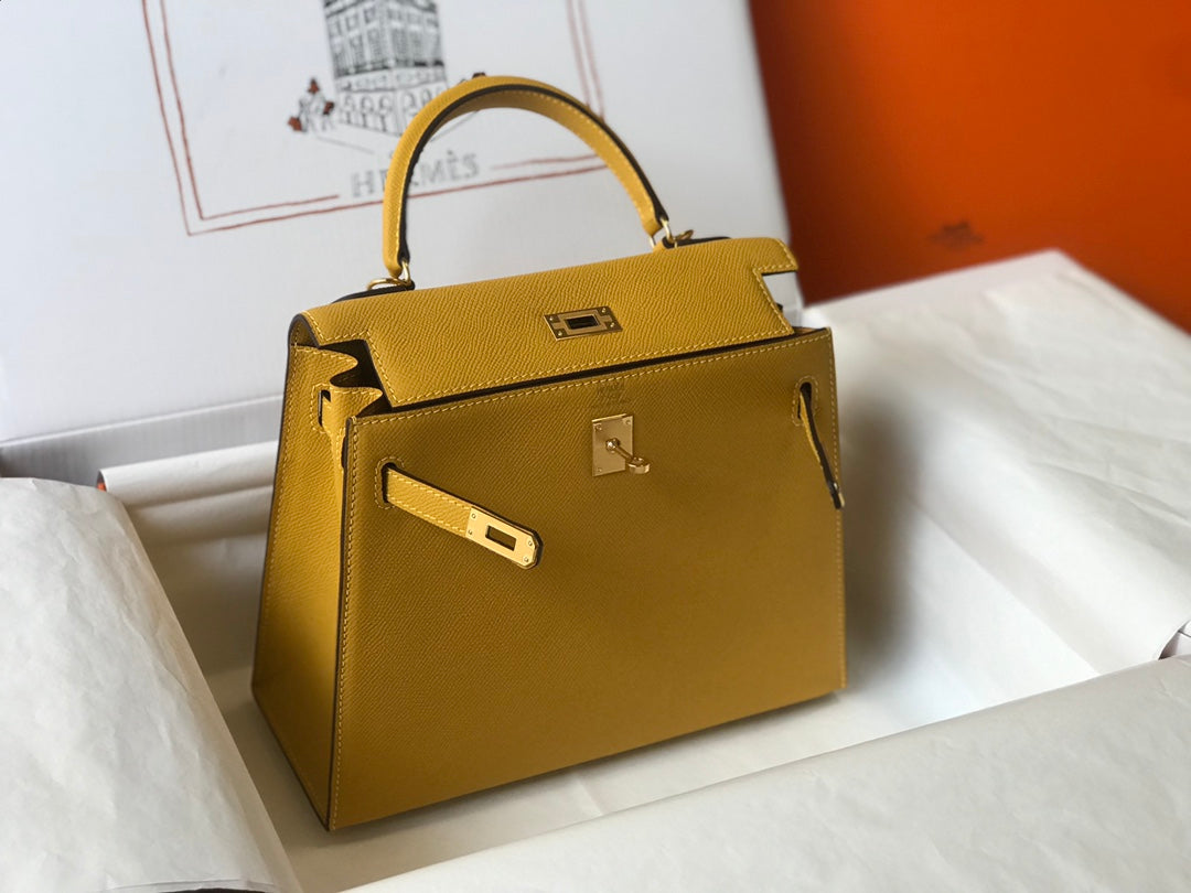 hm kelly 32cm yellow epsom leather gold hardware