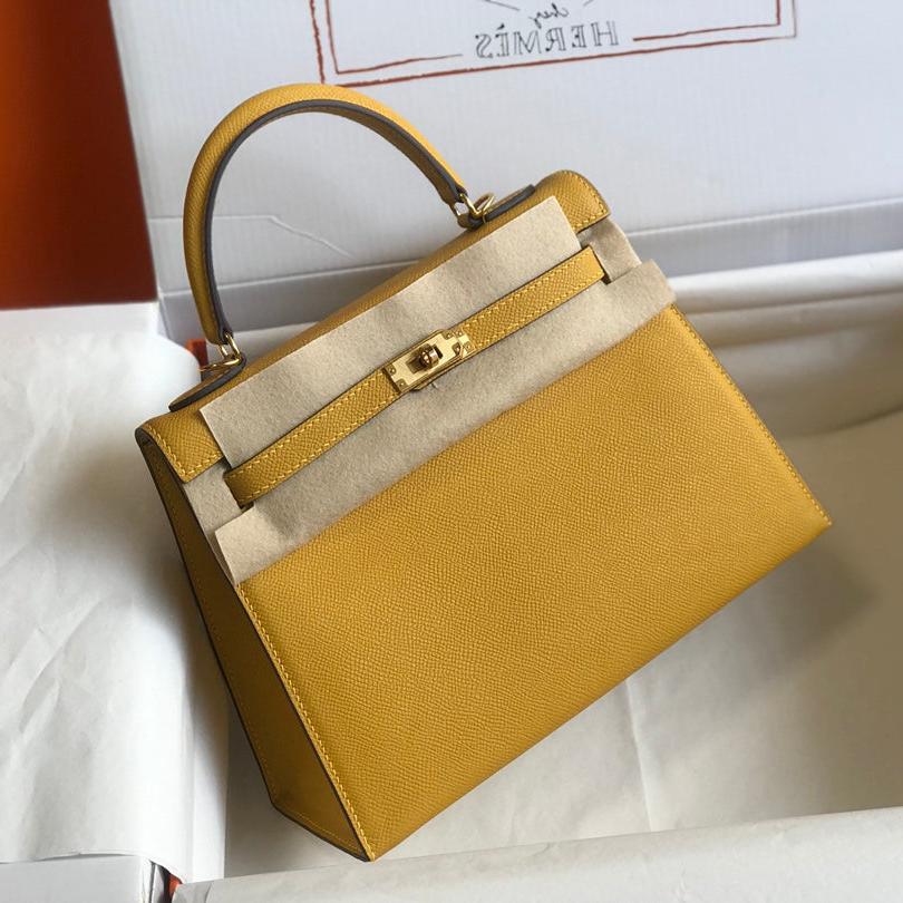 HM KELLY 32CM BAG IN YELLOW TOGO GOLD HARDWARE