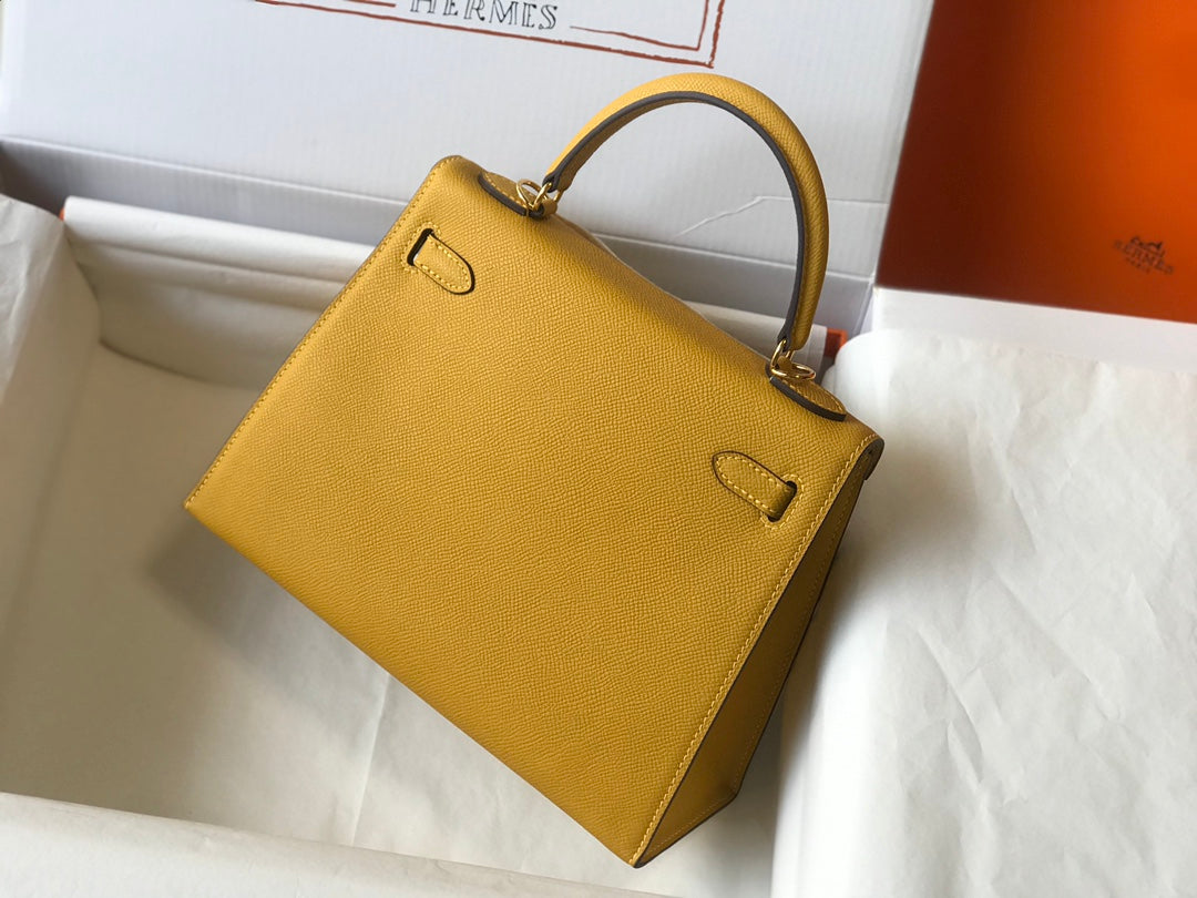 hm kelly 32cm yellow epsom leather gold hardware