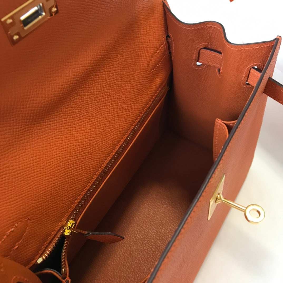 hm kelly 32cm orange epsom leather gold hardware