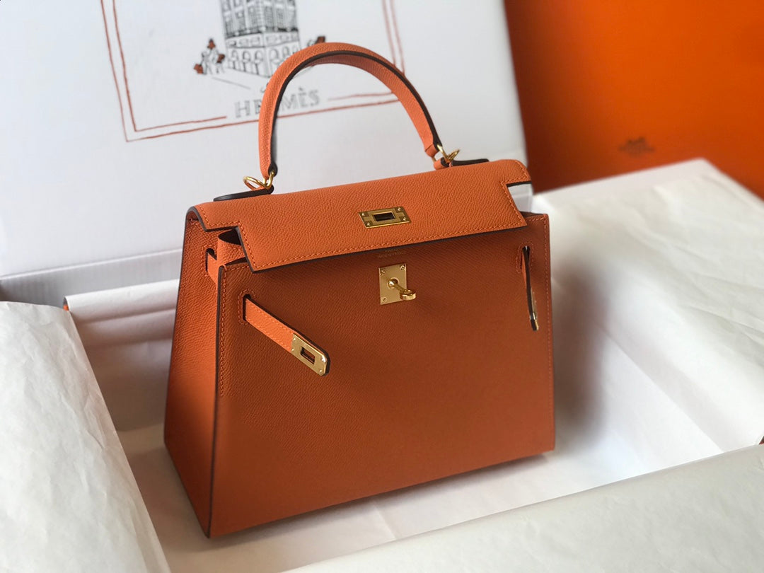 hm kelly 32cm orange epsom leather gold hardware