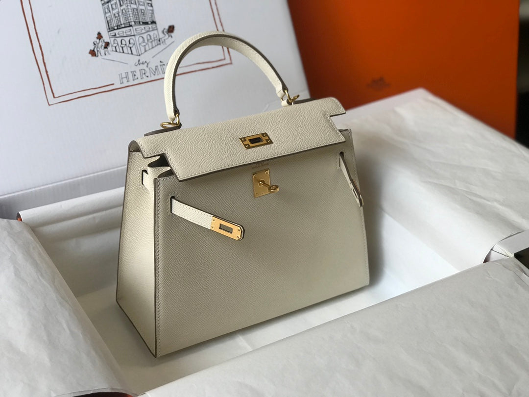 hm kelly 32cm white epsom leather gold hardware