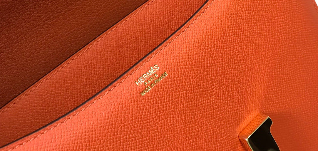 constance 24 orange red epsom leather gold hardware