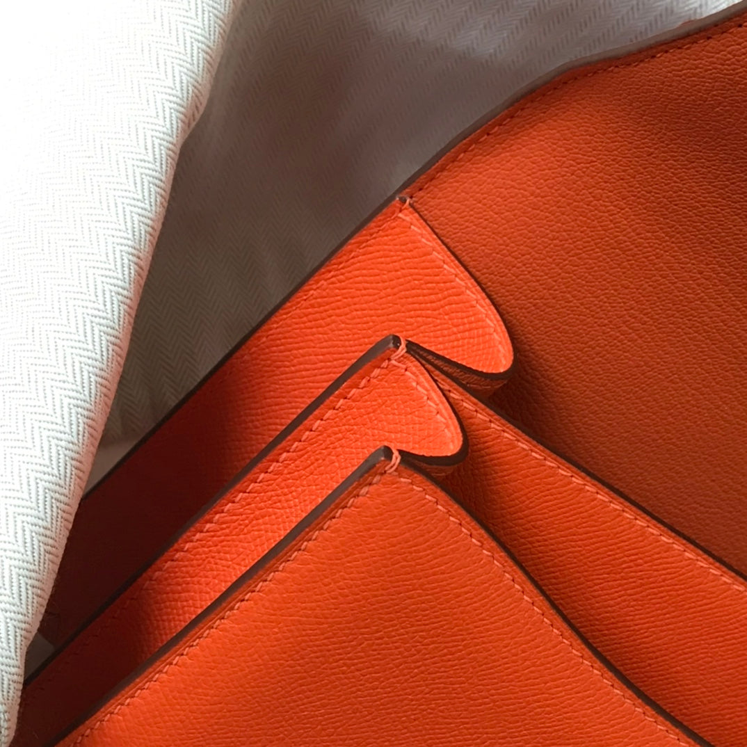 constance 24 orange red epsom leather gold hardware