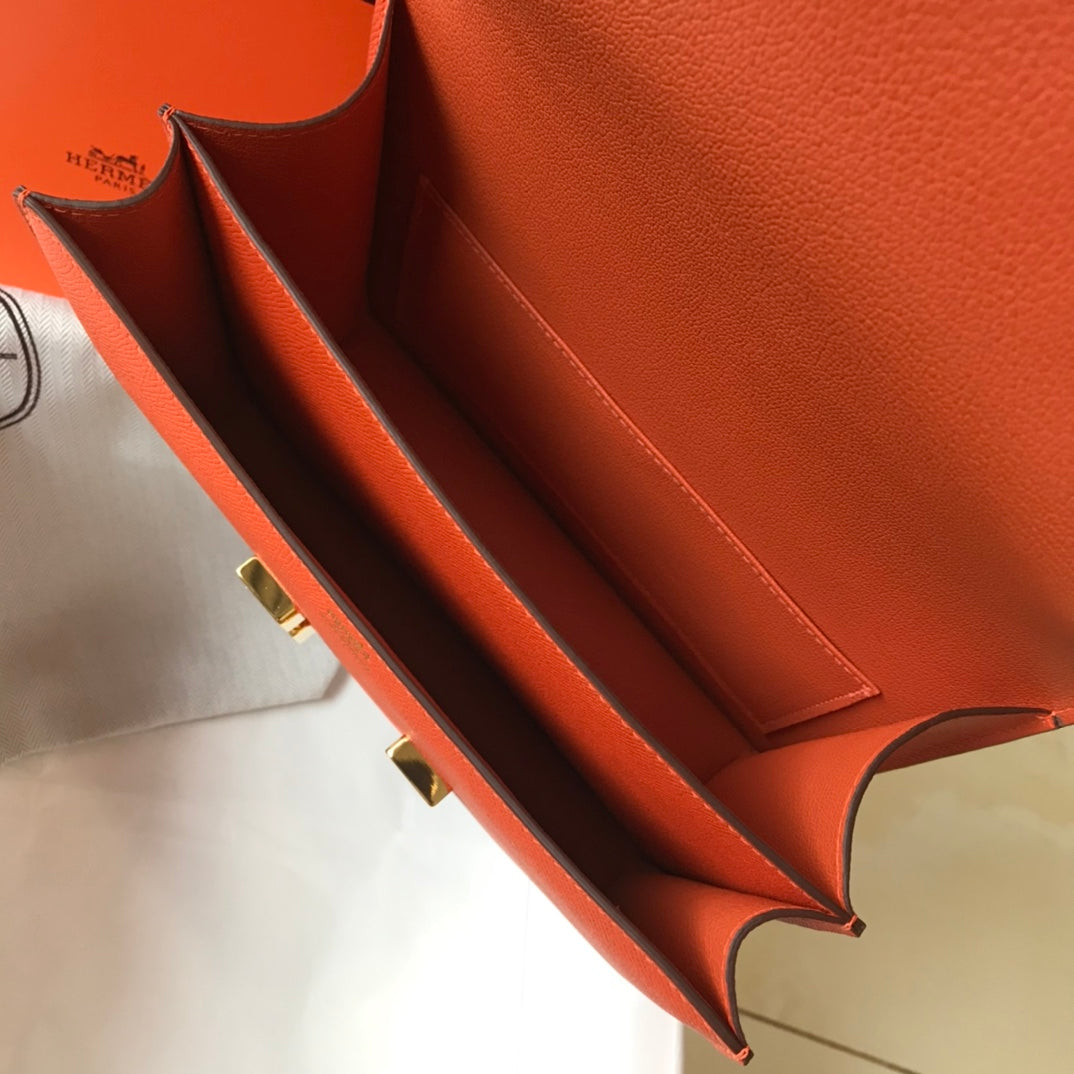 constance 24 orange red epsom leather gold hardware