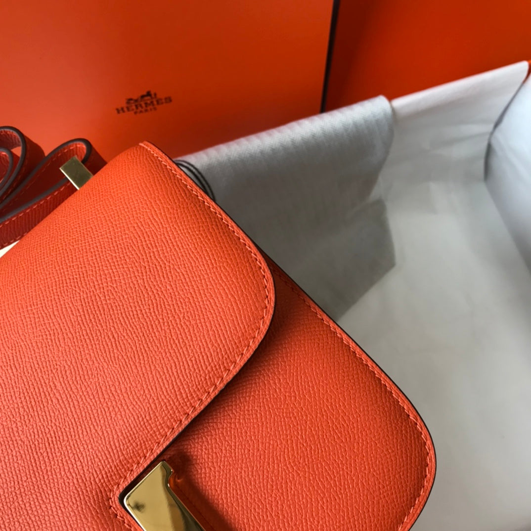 constance 24 orange red epsom leather gold hardware