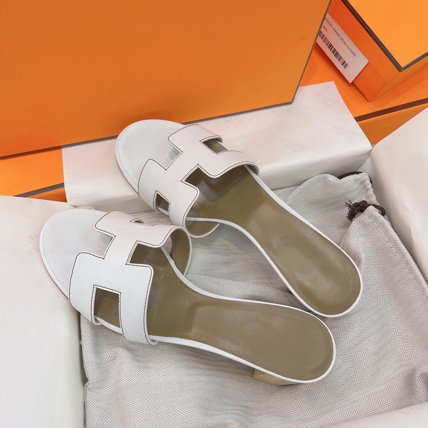 Oasis Sandal 50 White Etoupe Calfskin