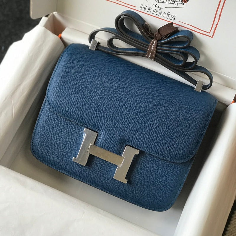 constance 24 blue epsom leather silver hardware