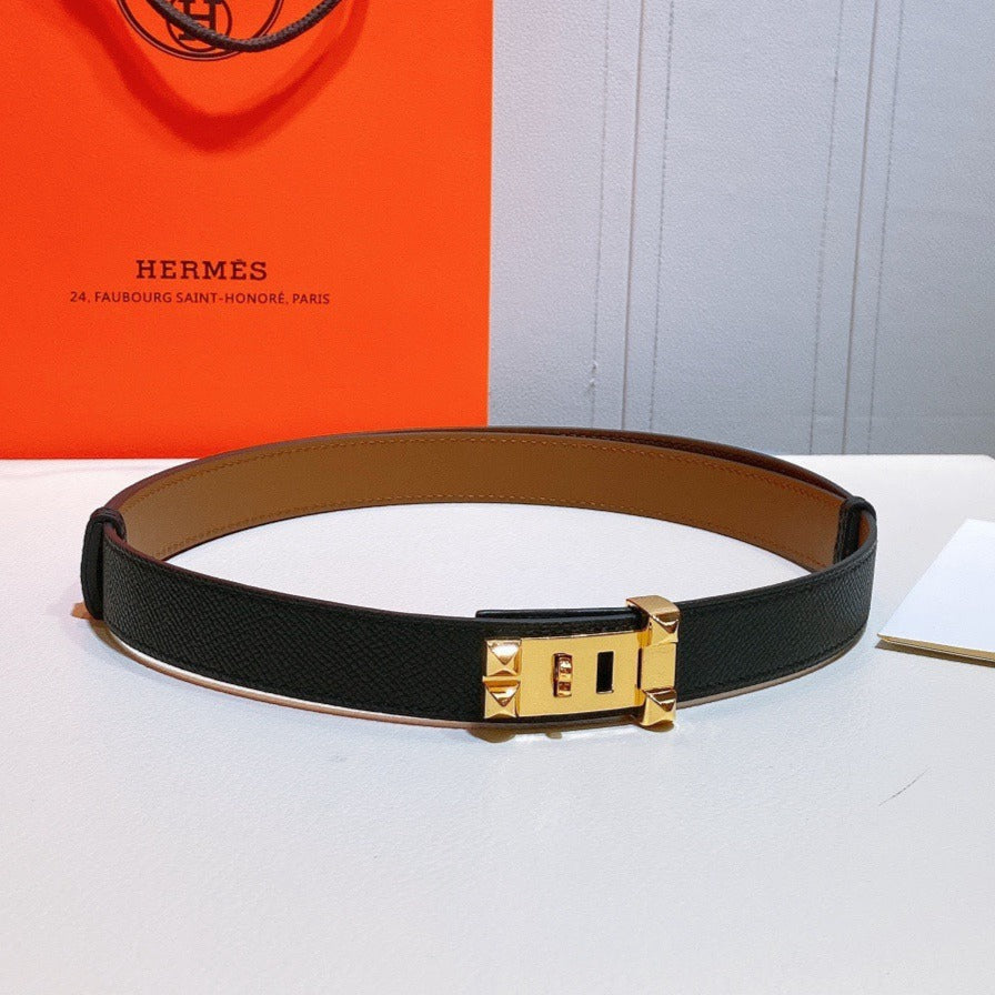 collier de chien belt 24mm black epsom gold buckle