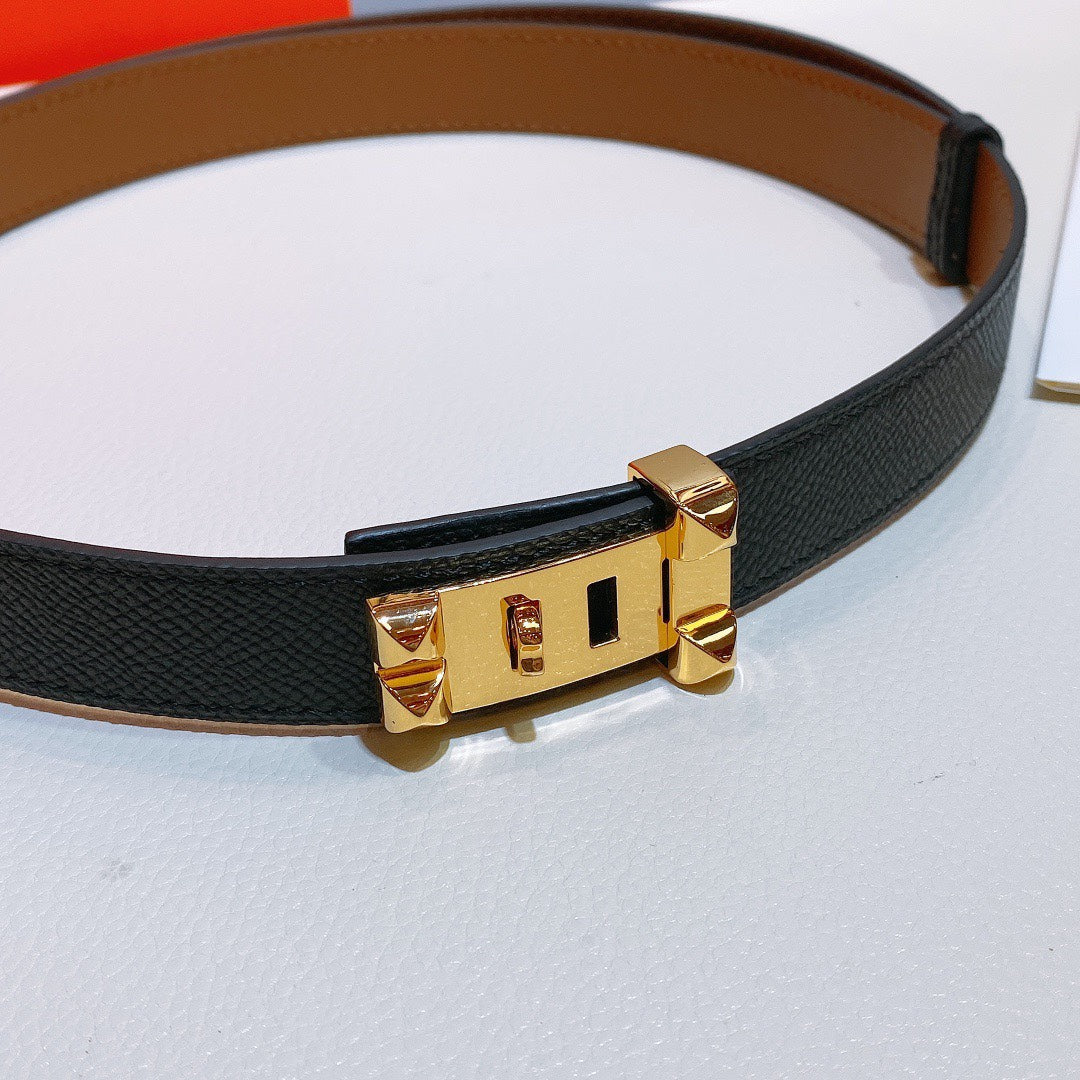 collier de chien belt 24mm black epsom gold buckle