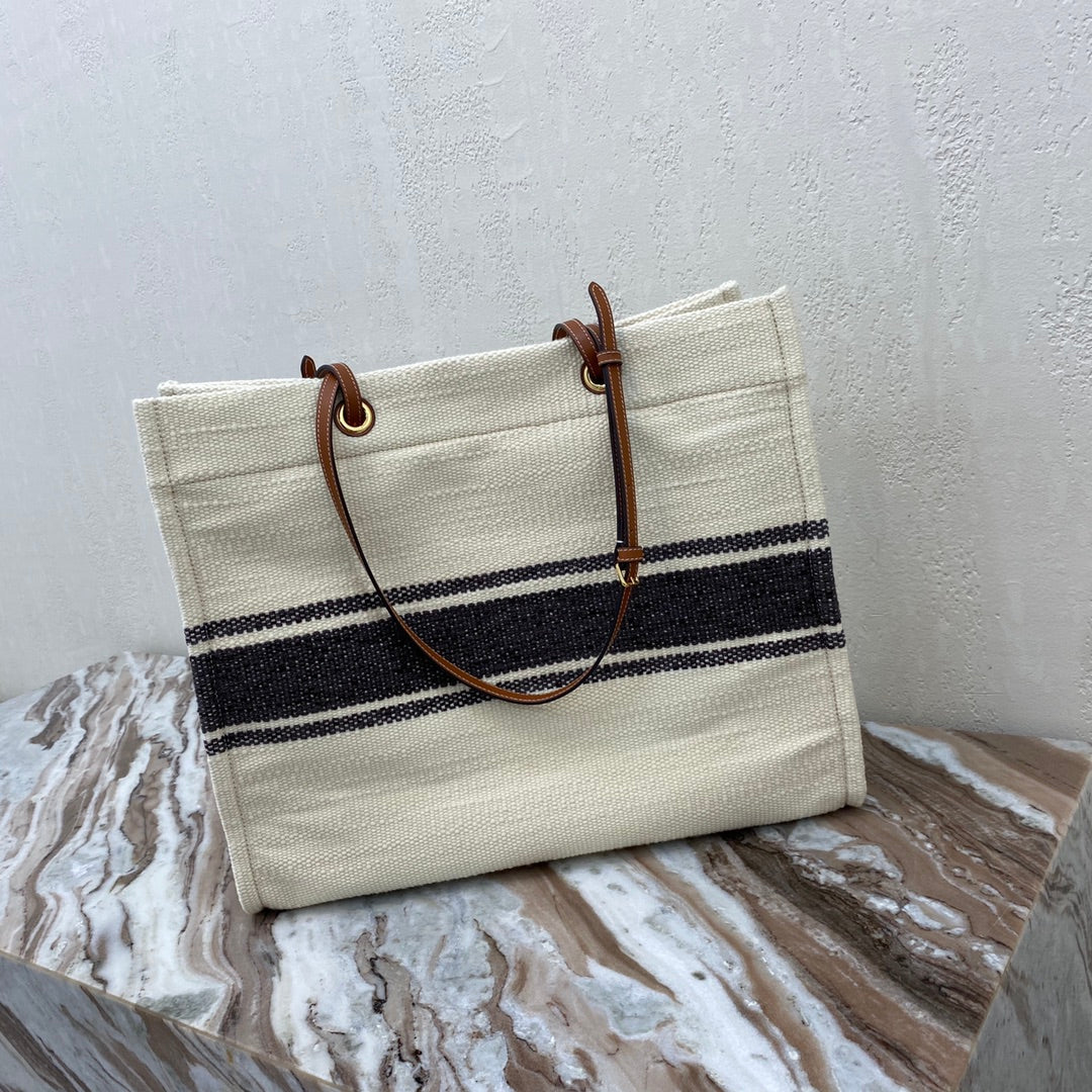 CANVAS TOTE 43 WHITE/BLACK DENIM