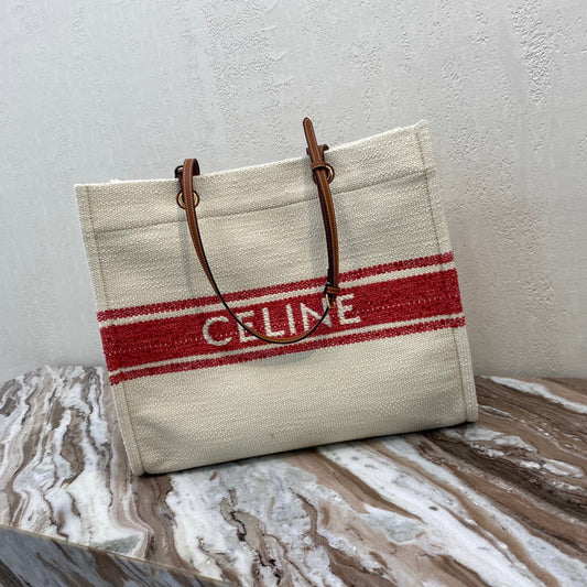 CANVAS TOTE 43 WHITE/RED DENIM