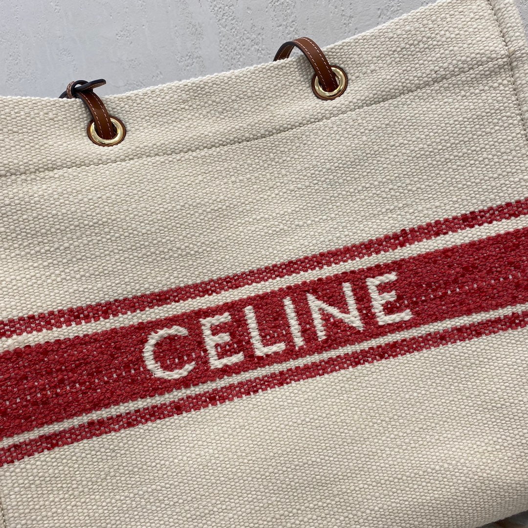 CANVAS TOTE 43 WHITE/RED DENIM