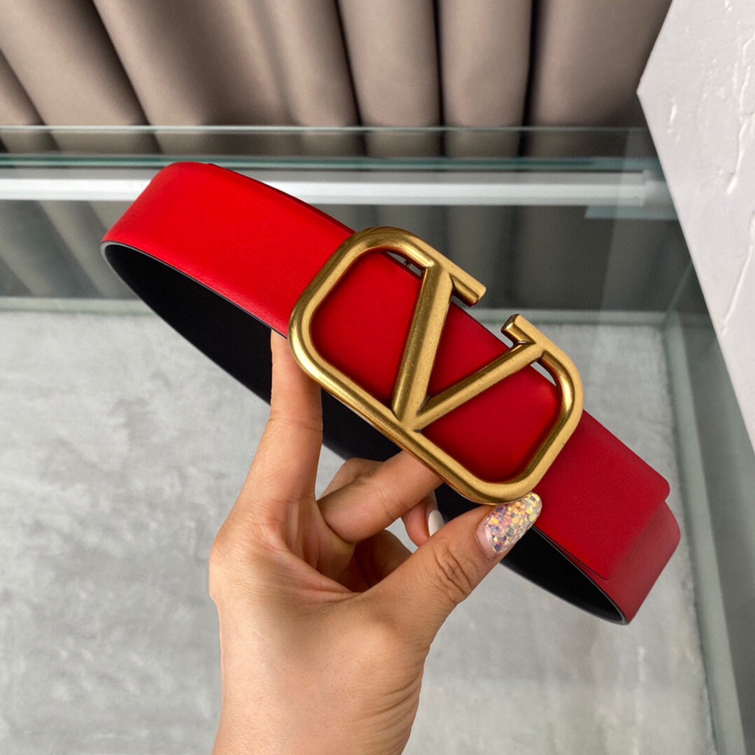 REVERSIBLE VLOGO SIGNATURE BELT IN GLOSSY RED BLACK CALFSKIN GHW 40 MM