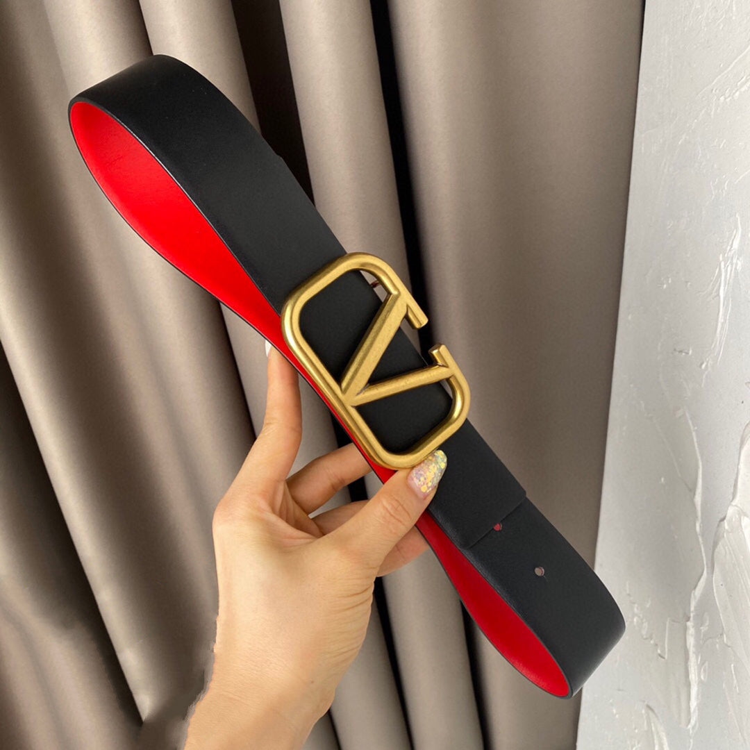 REVERSIBLE VLOGO SIGNATURE BELT IN GLOSSY RED BLACK CALFSKIN GHW 40 MM