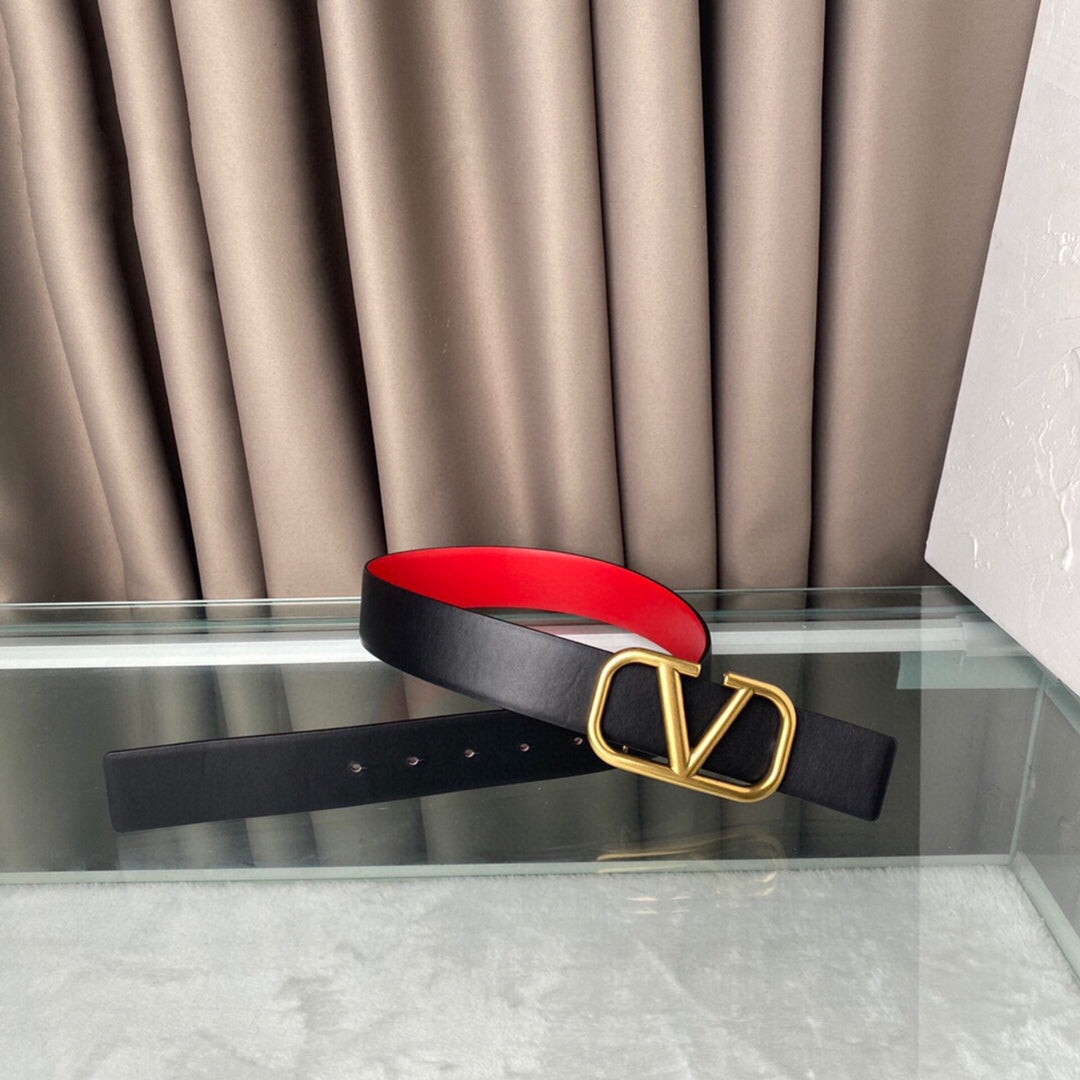 REVERSIBLE VLOGO SIGNATURE BELT IN GLOSSY RED BLACK CALFSKIN GHW 40 MM