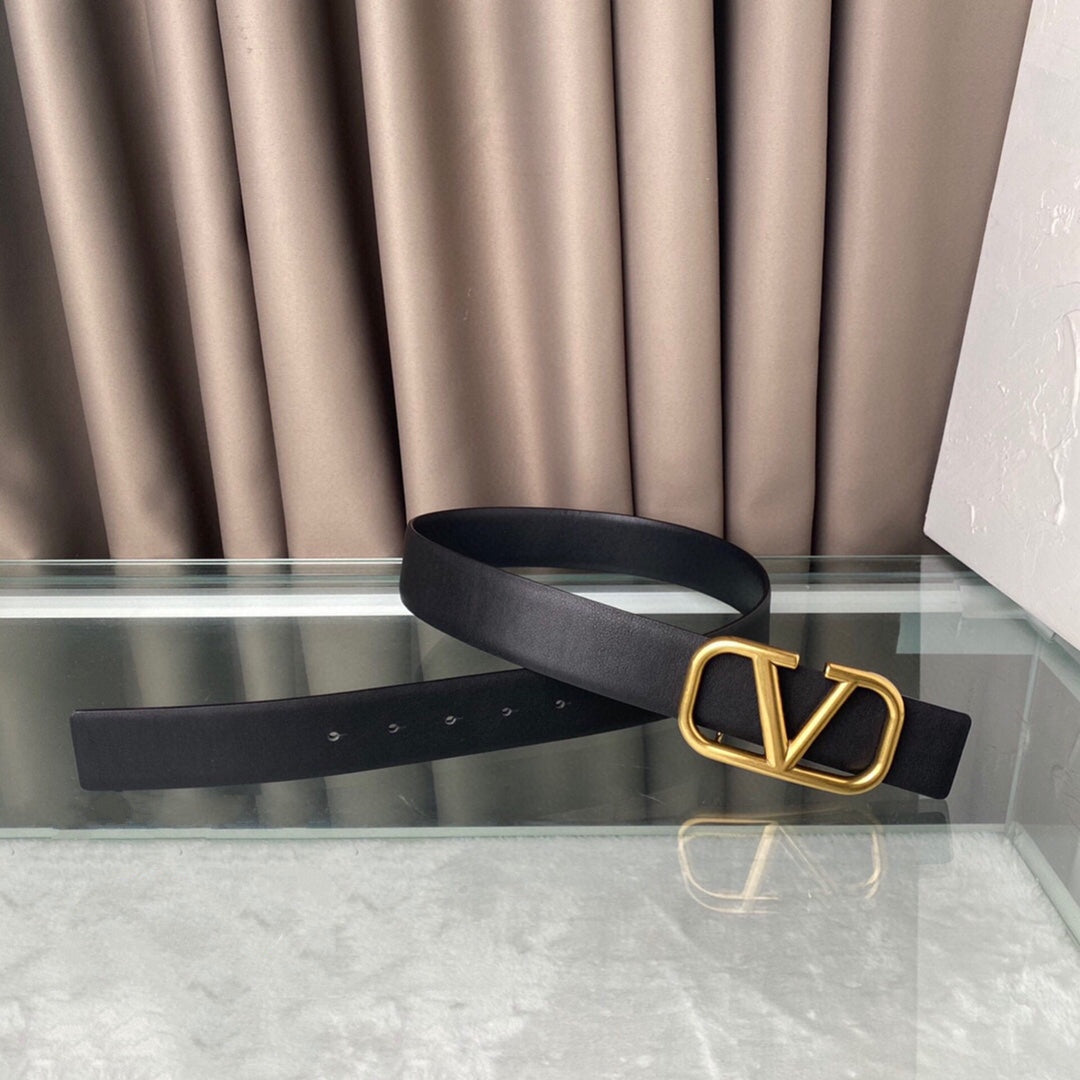 REVERSIBLE VLOGO SIGNATURE BELT IN GLOSSY ALL BLACK CALFSKIN GHW 40 MM