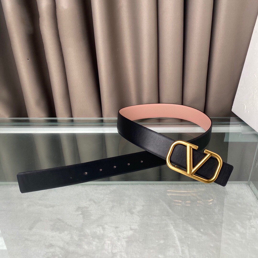 REVERSIBLE VLOGO SIGNATURE BELT IN GLOSSY BLACK BEIGE CALFSKIN GHW 40 MM