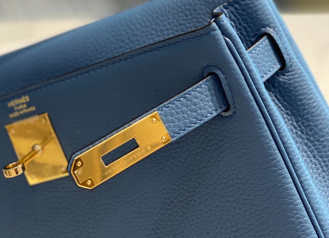 hm kelly 32cm blue togo leather gold hardware