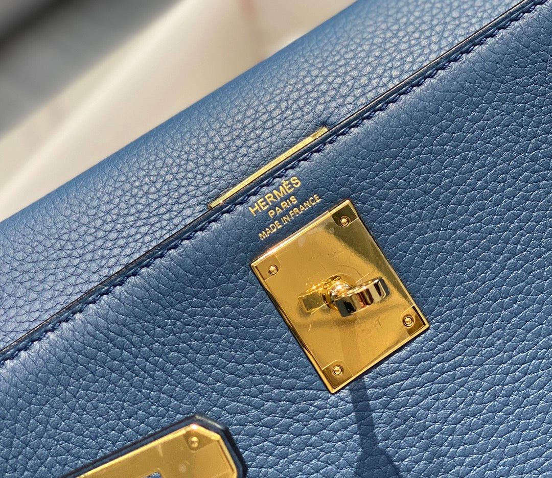 hm kelly 32cm blue togo leather gold hardware