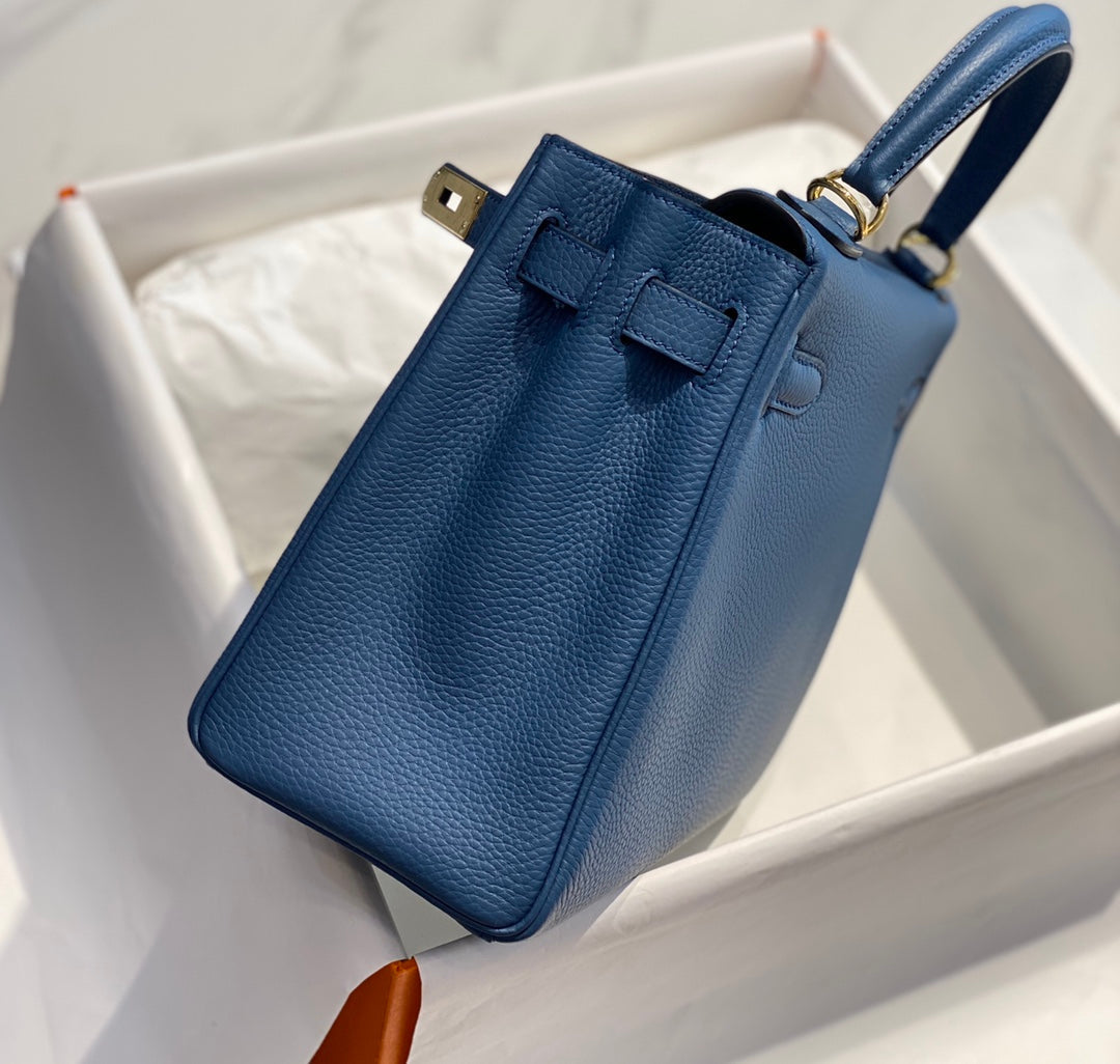 hm kelly 32cm blue togo leather gold hardware