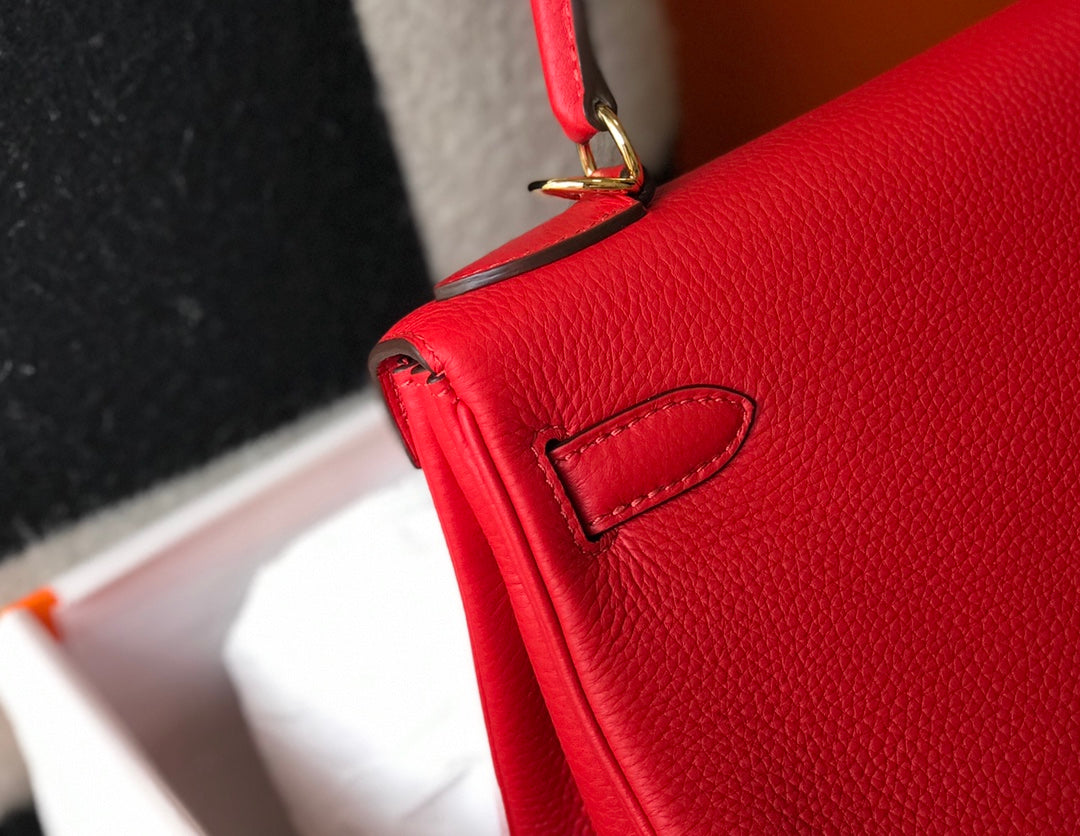 hm kelly 32cm red togo leather gold hardware