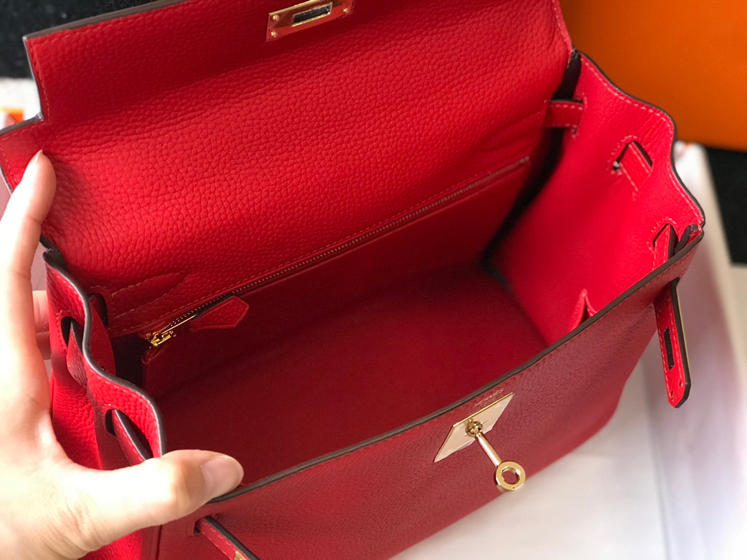 hm kelly 32cm red togo leather gold hardware