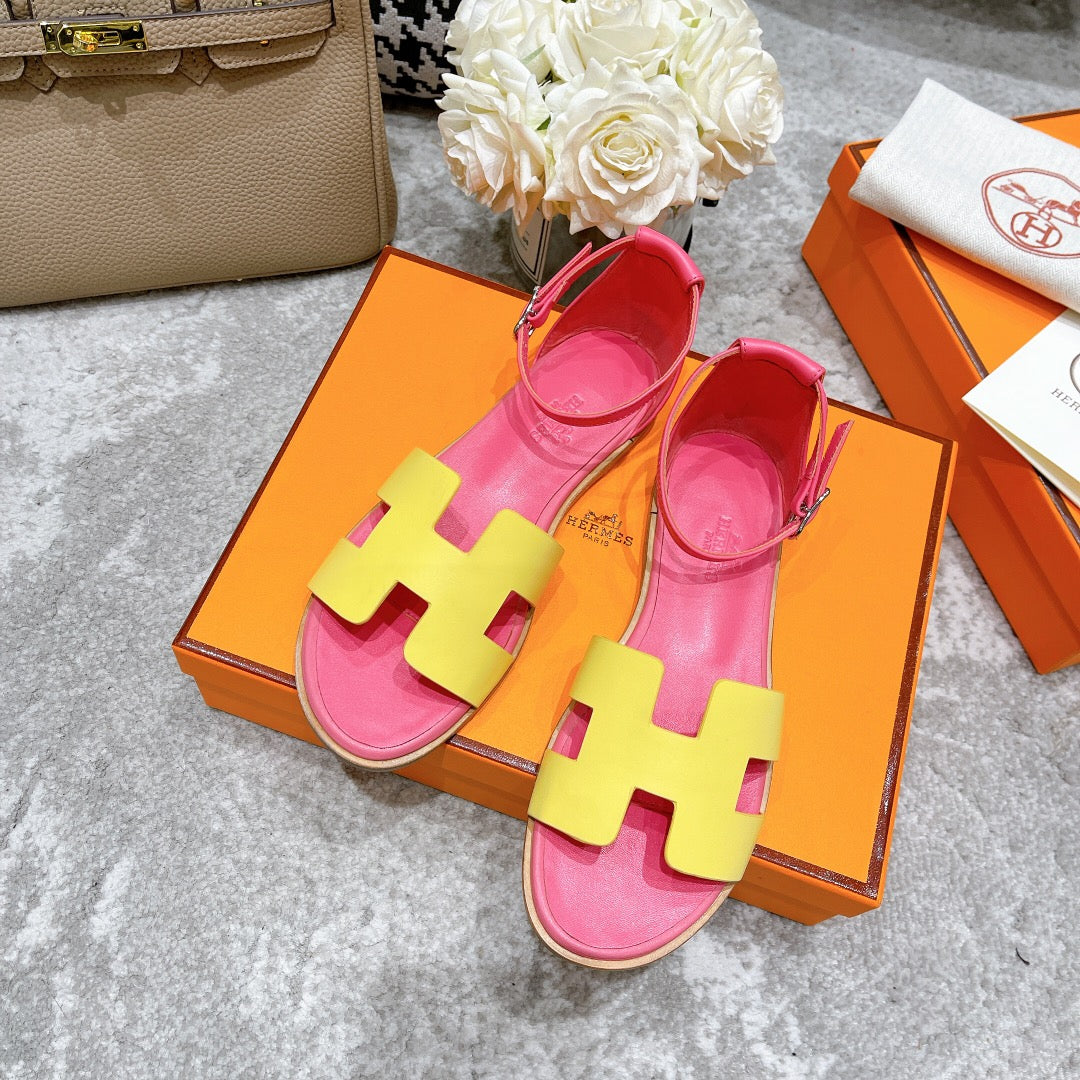 SANTORINI SANDAL PINK MIX LEMON CALFSKIN