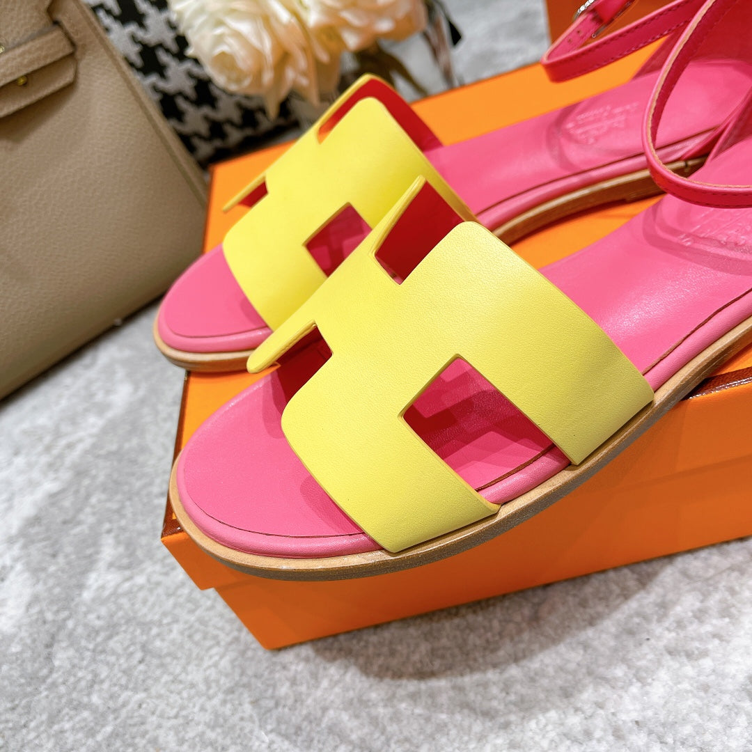 SANTORINI SANDAL PINK MIX LEMON CALFSKIN