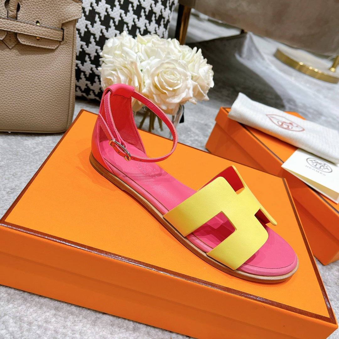 SANTORINI SANDAL PINK MIX LEMON CALFSKIN