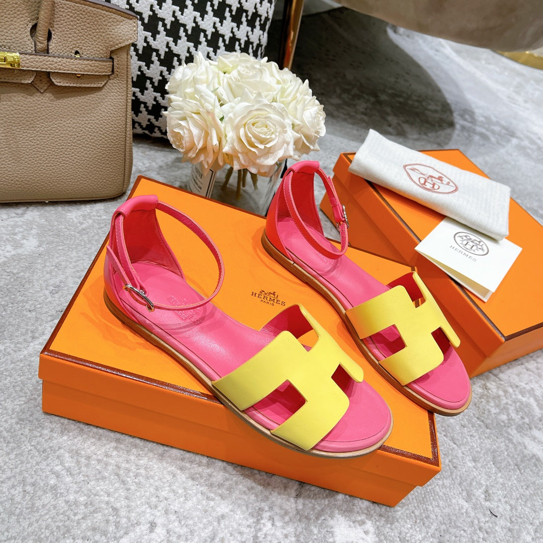 SANTORINI SANDAL PINK MIX LEMON CALFSKIN