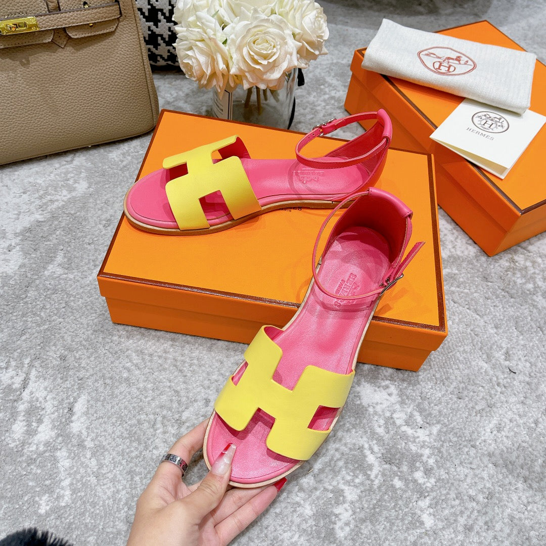 SANTORINI SANDAL PINK MIX LEMON CALFSKIN