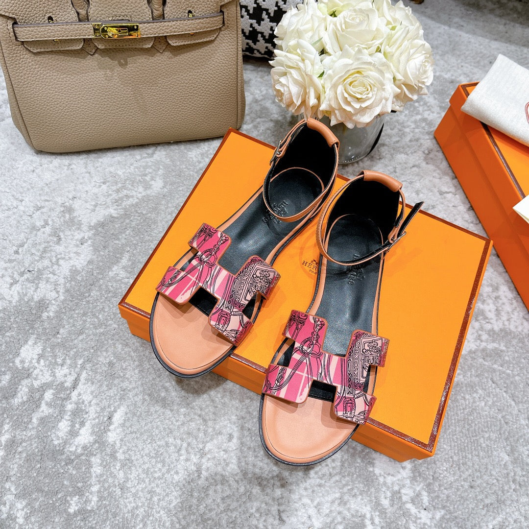 santorini sandal black pink white brown calfskin