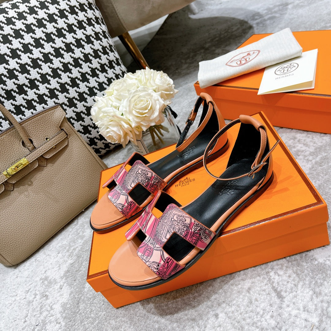 santorini sandal black pink white brown calfskin