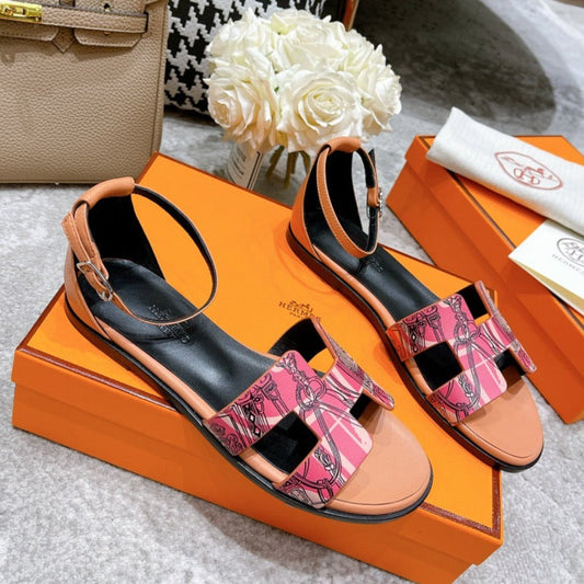 santorini sandal black pink white brown calfskin