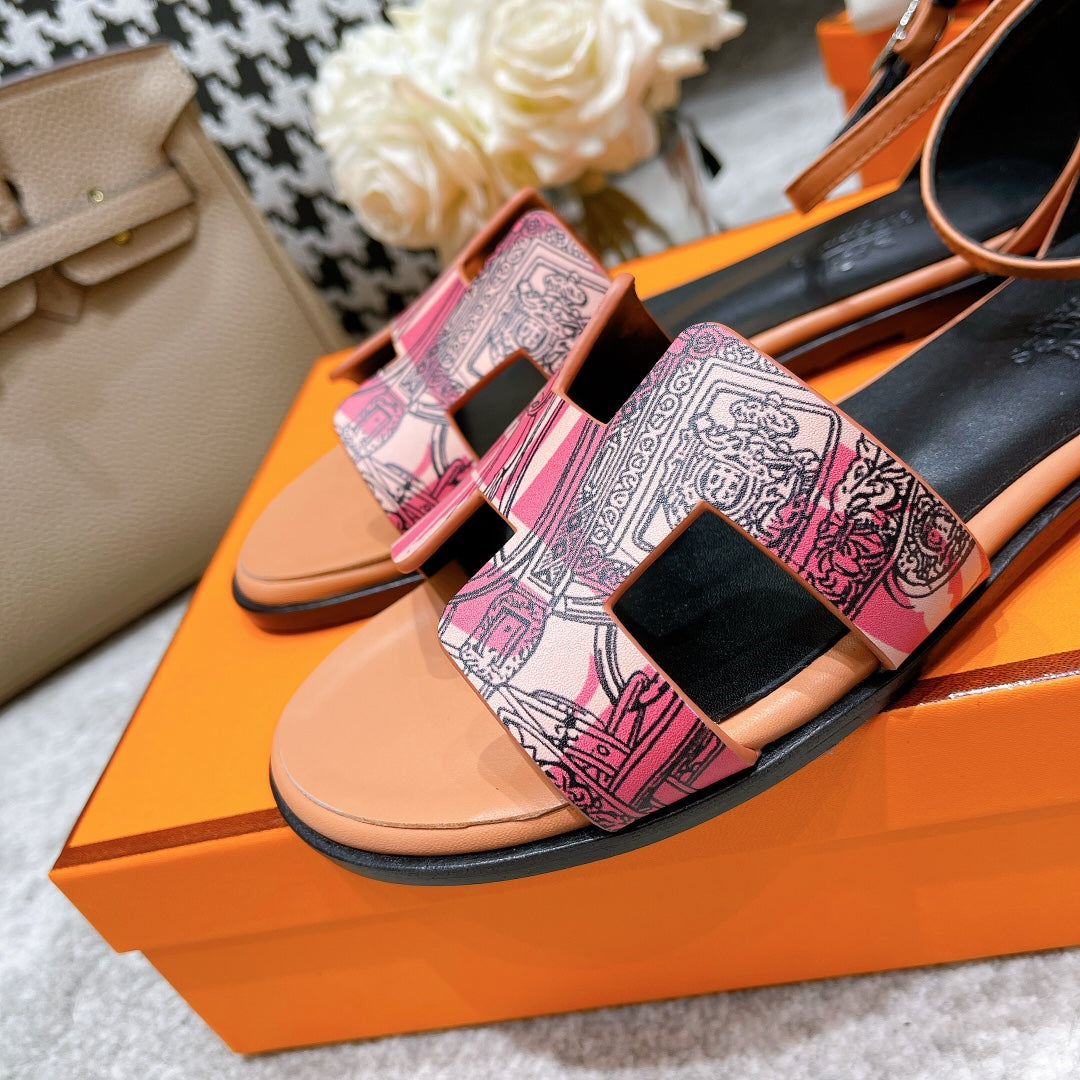 santorini sandal black pink white brown calfskin