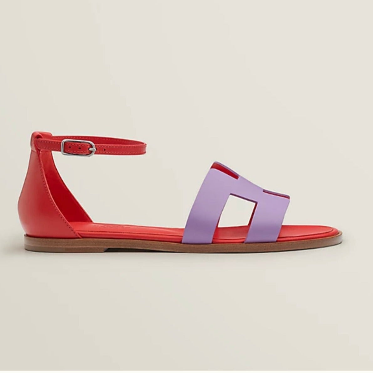 SANTORINI SANDAL CRIMSON MIX LAVENDER CALFSKIN