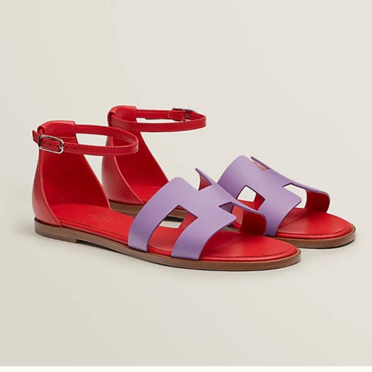 SANTORINI SANDAL CRIMSON MIX LAVENDER CALFSKIN