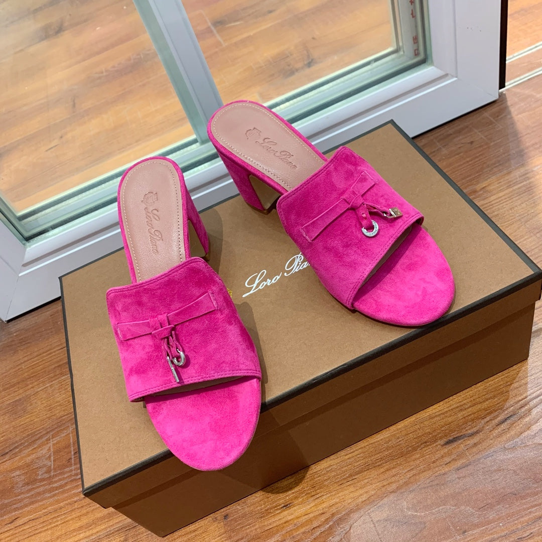 Summer Charms Mules 80 Hot Pink Suede Pink Lambskin