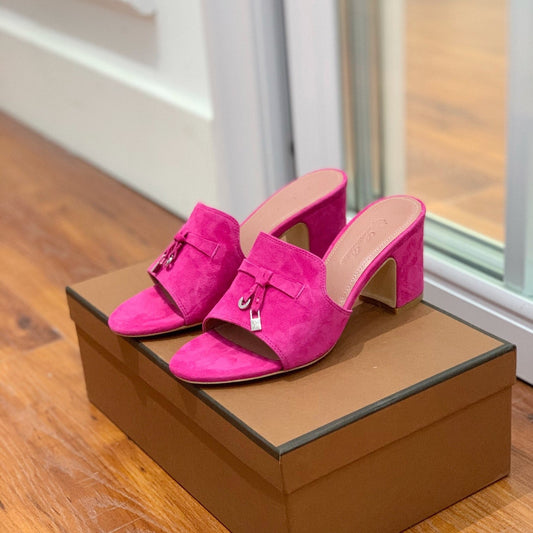 Summer Charms Mules 80 Hot Pink Suede Pink Lambskin