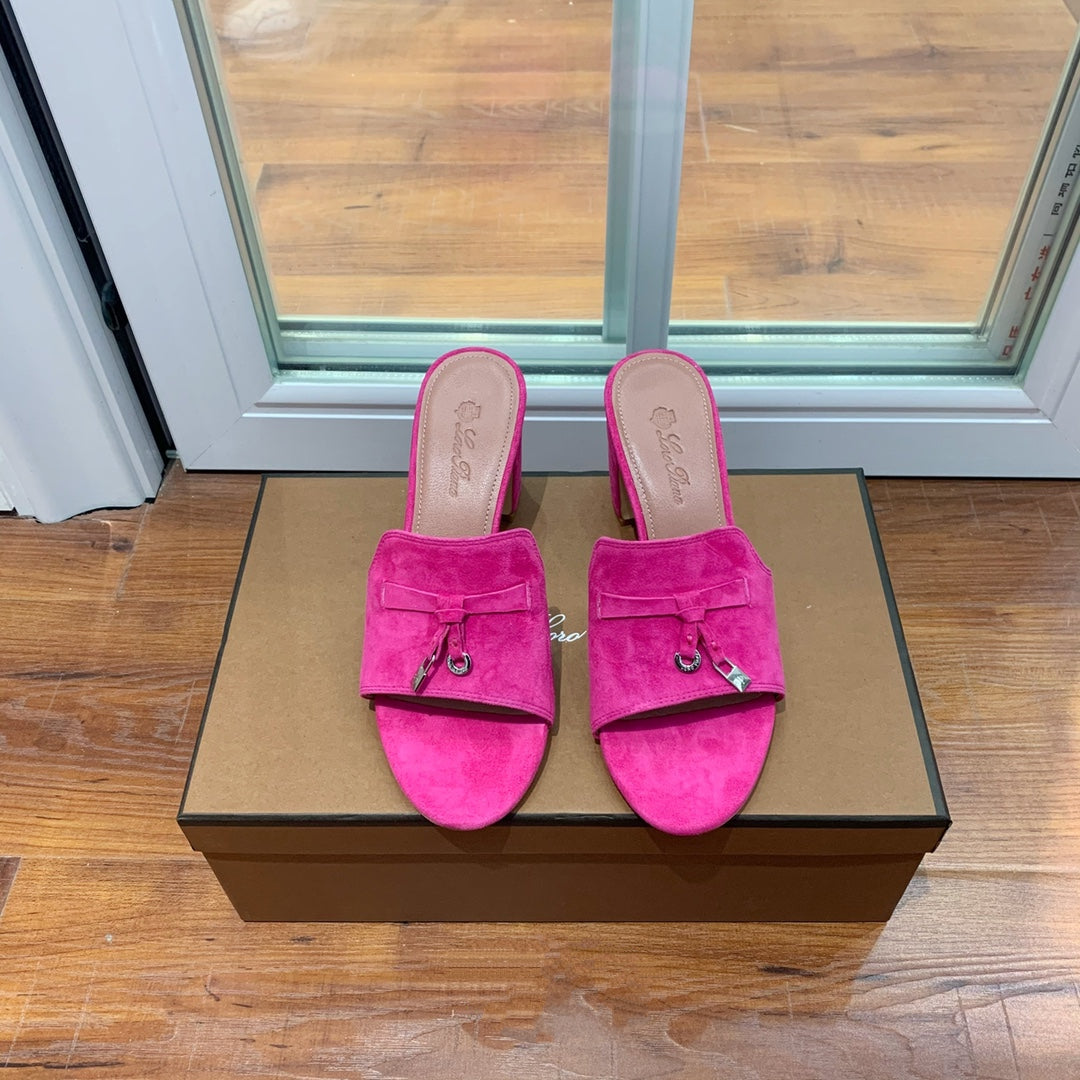 Summer Charms Mules 80 Hot Pink Suede Pink Lambskin