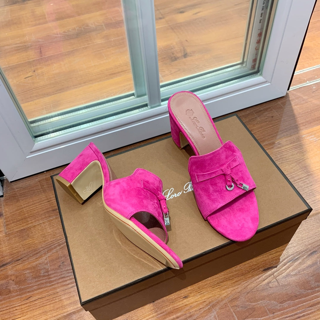 Summer Charms Mules 80 Hot Pink Suede Pink Lambskin