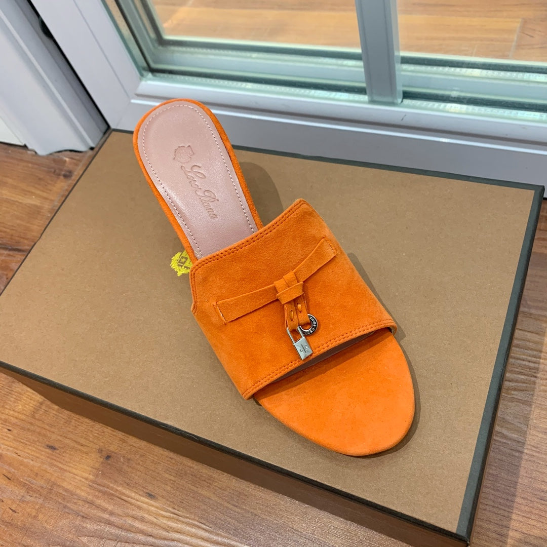 Summer Charms Mules 80 Orange Suede Pink Lambskin