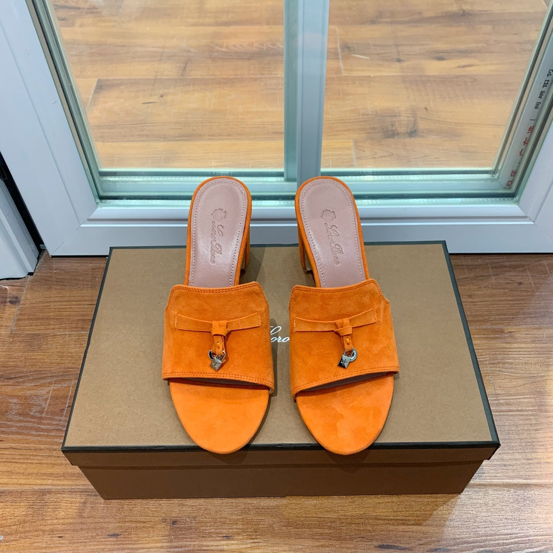 Summer Charms Mules 80 Orange Suede Pink Lambskin